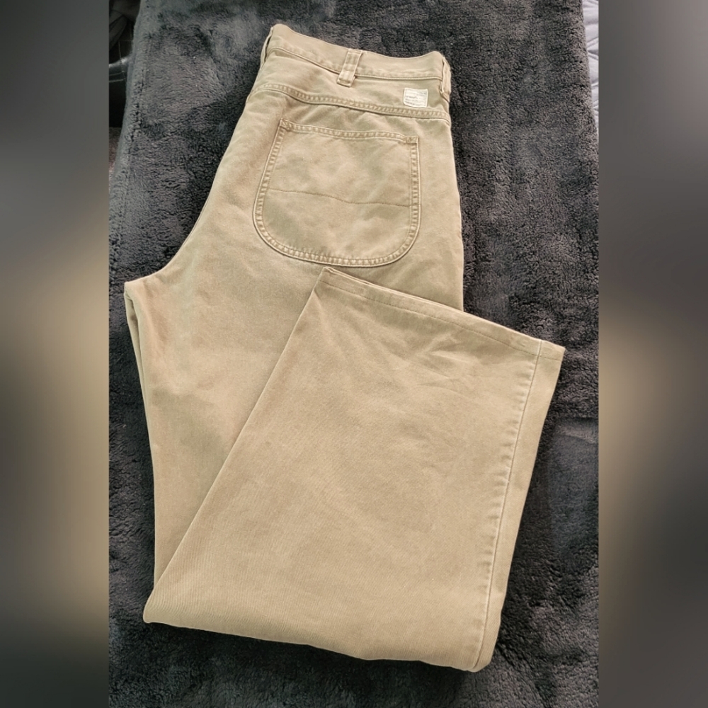 Gap Baggy Worker Jeans Brushed Jean  100% Beige Cotton Tag 38x32 Hem 30